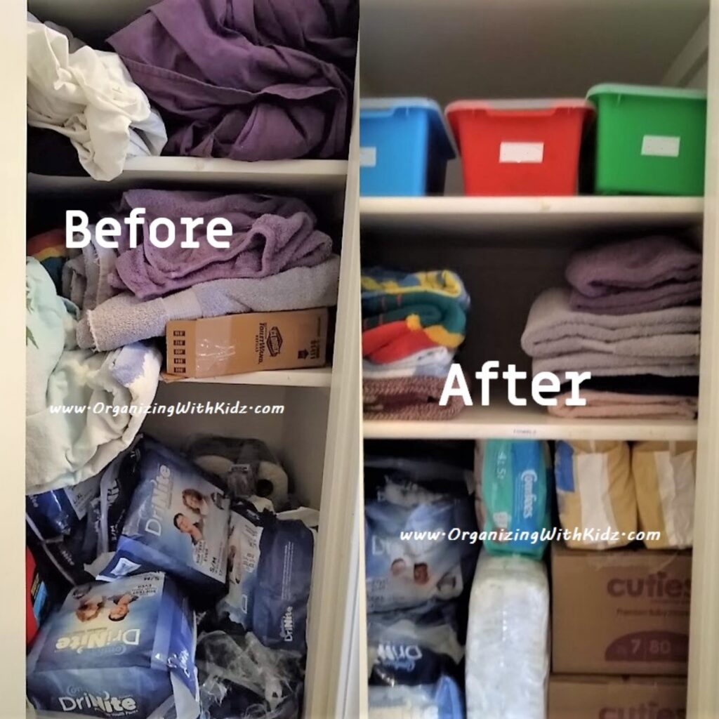 Bottom of Linen Closet: Before & After 