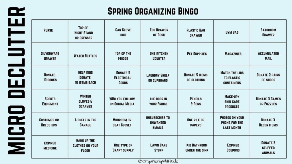 Spring Organizing Bingo